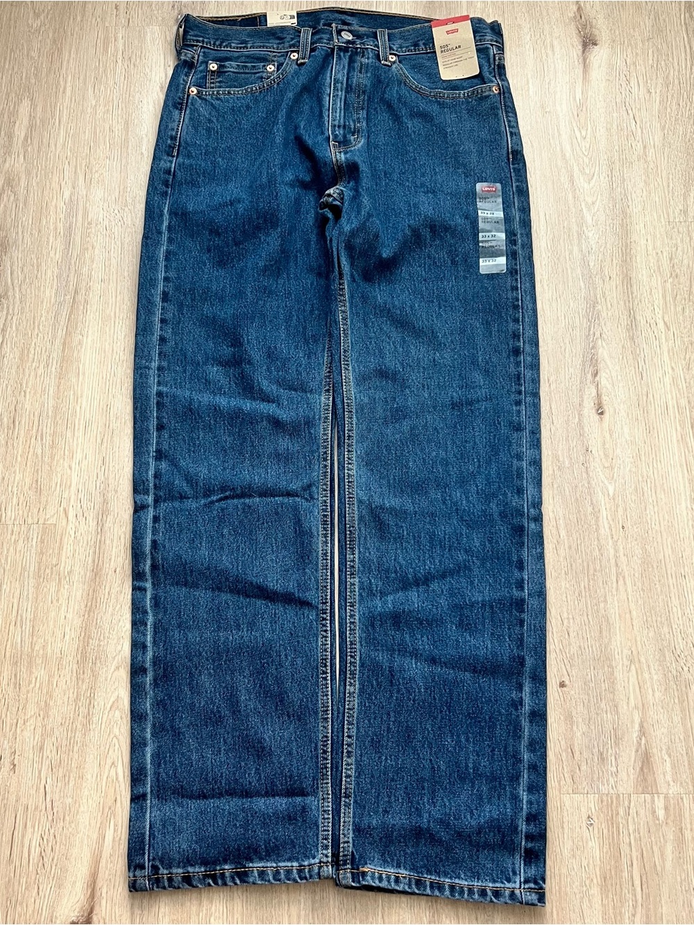 Levi's 505 Jeans Mens 33x32 Blue Stretch Straight Fit Denim Workwear NWT